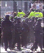 Riot police during the Carnival Against Capitalism