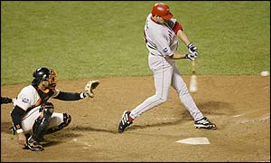 Troy Glaus hits an RBI double in the fifth innings