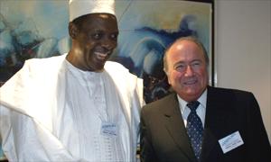 Caf boss Issa Hayatou with Fifa president Sepp Blatter 