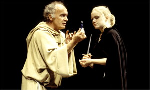 Pip Donaghy as Friar Lawrence and Christina Cole as Juliet