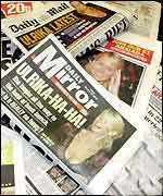 National newspapers with Ulrika Jonsson on the cover