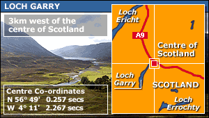 Map showing the centre of Scotland