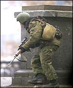 Army sniper near the theatre 