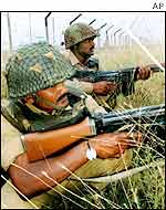 Indian soldiers in south-western Kashmir firing at Pakistani positions