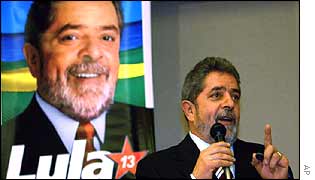 Left-wing candidate Luis Inacio Lula da Silva 