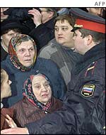 Anxious relatives outside Hospital Number 13