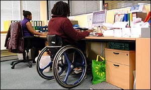 Man working in a wheelchair