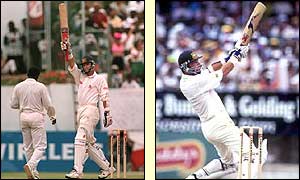 Waugh displays some fine strokes against the West Indies in Jamaica, in 1995