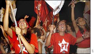 Lula supporters celebrate in Copacabana, Rio de Janeiro