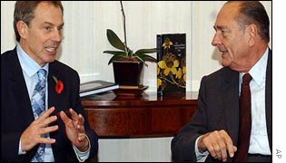 Tony Blair and Jacques Chirac in Brussels