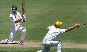 Hussain's cover drive eludes short extra cover