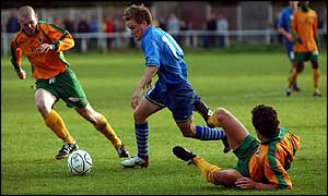 Team Bath winger Luke Prince takes on the Horsham defence