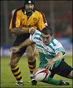 Caerphilly's Joe El-Abd is caught by Jason Forster