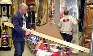 Shoppers in a B&Q store