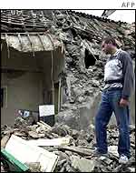 Man with ruined home in Santa Severina