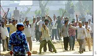 A mob during the riots