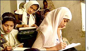 Afghan students at a girls school