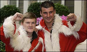 Ricky Hatton (left) and Joe Calzaghe promote their December fight