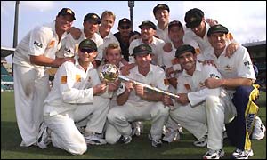 Australia with the ICC Test trophy