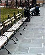 Benches in street