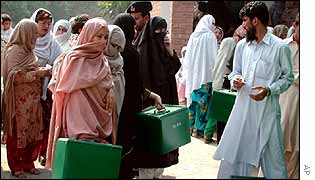 Ballot-boxes on polling day
