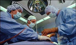 Heart surgeons at work during an operation