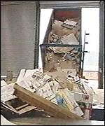 Paper being recycled