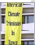 Green Peace protest banner in Delhi
