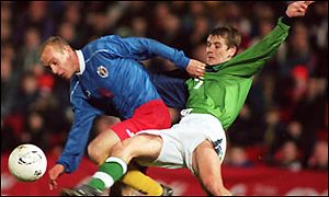 Danny Griffin (right) in action for Northern Ireland