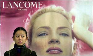 Advert for L'Oreal's upmarket Lanc�me make up brand 