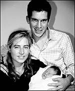 Tim Henman (centre) with wife Lucy and baby Rose 
