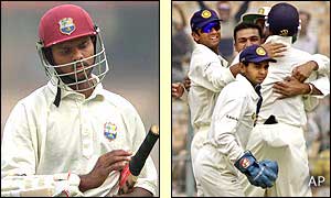 West Indies' Shivnarine Chanderpaul walks back to the pavilion 