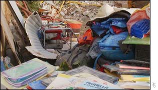 Children's school books retrieved from the collapsed school in San Giuliano di Puglia 