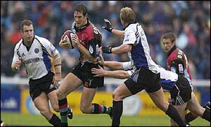 Will Greenwood takes on the Bath defence