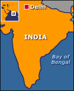 Map of India showing Delhi