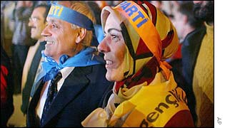 AK supporters outside the Istanbul headquarters