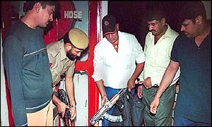 Police recovered weapons from the dead militants 