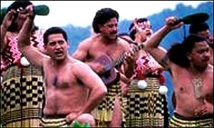 Maori men doing haka dance
