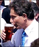 Tony Blair enjoying a pint