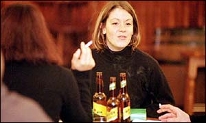 A drinker in a student bar