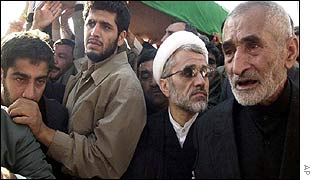 Abdullah Nouri (white turban) at his brother's funeral