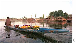Flower seller on Dal lake in Srinagar