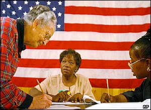 A woman casts her vote in Alabama