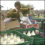 Milkman's van with food and milk deliveries
