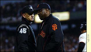 Dusty Baker argues a call