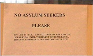 The sign in the window of the City Road Medical Centre, Birmingham