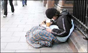 A man begging in London