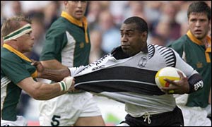 Viliame Satale in action for Fiji against South Africa
