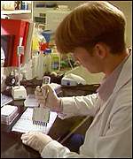 HIV tests being carried out in a laboratory