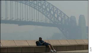 Sydney obscured by smog